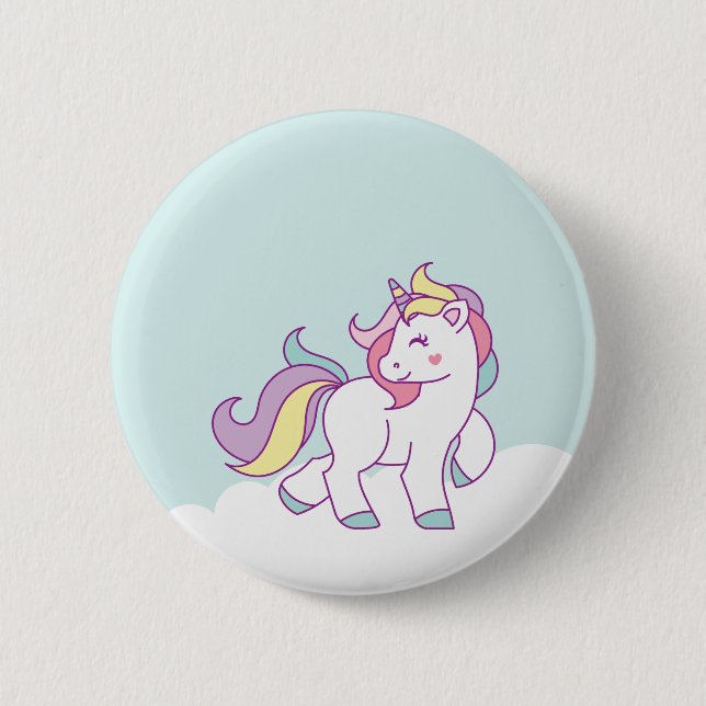Niedliche Einhornfarbe Personalisiert Button (Vorderseite)