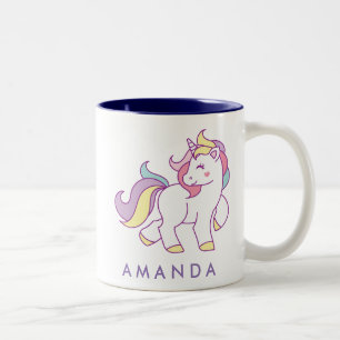 Niedliche Einhornfarbe Personalisiert Zweifarbige Tasse