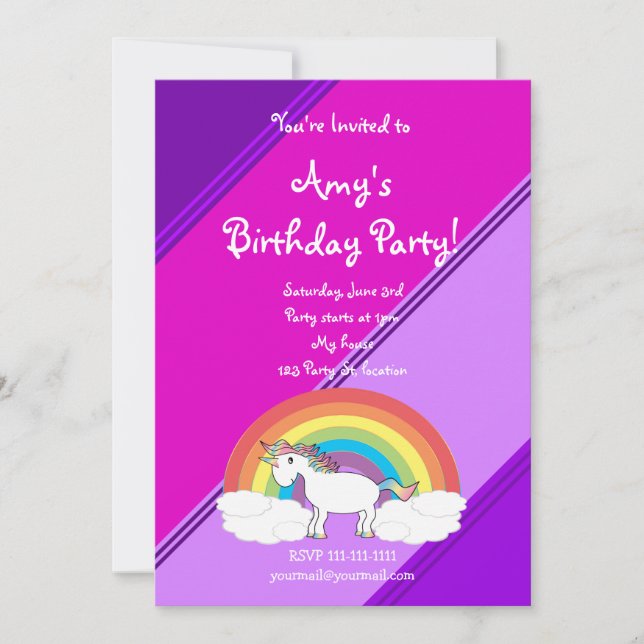 Niedliche Einhorngeburtseinladung Einladung (Vorderseite)
