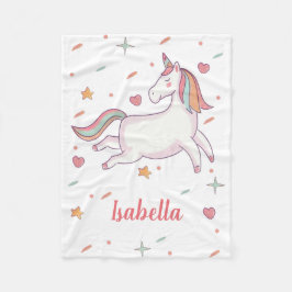 Niedliche Einhornhörer und Sterne Personalisiert Fleecedecke