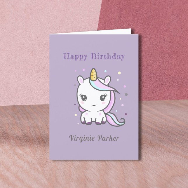Niedliche Einhornkarte Lila Geburtstagskarte Dankeskarte (Cute Unicorn Purple Birthday Card )