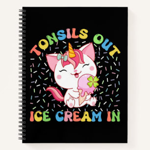 Niedliche Einhornkatze mit Eiscreme   Funny Pub Notizbuch