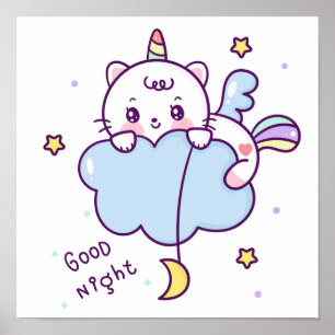 Niedliche Einhornkatze Poster