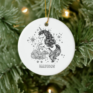 Niedliche Einhornkinder Personalisiert kreieren Keramik Ornament