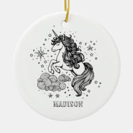 Niedliche Einhornkinder Personalisiert kreieren Keramik Ornament