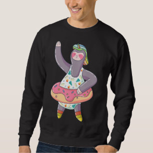 Niedliche Einhornlatte mit Donut aufblasbarer Schw Sweatshirt