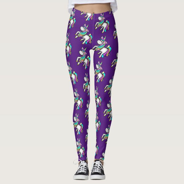 Niedliche EinhornLeggings Lila Leggings (Vorderseite)