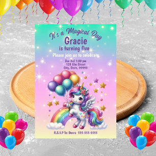 Niedliche Einhornmädchen Einladung zum Geburtstag
