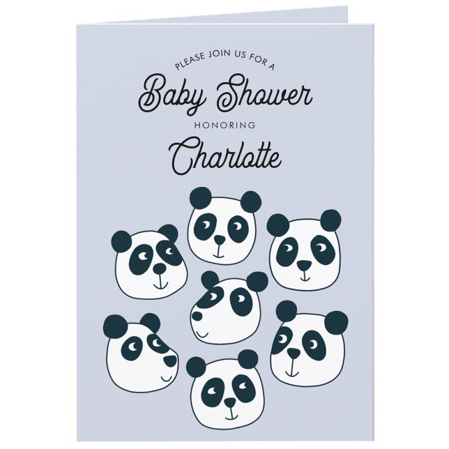 Niedliche Einladung der Babydusche von Riesenpanda (Adorable Panda Bear personalized baby shower folded invitation)