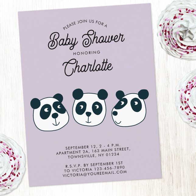 Niedliche Einladung der Babydusche von Riesenpanda Postkarte (Cute personalized custom text Panda Bear baby shower invitation)