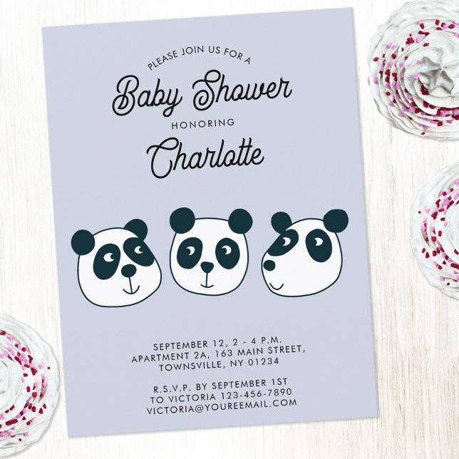 Niedliche Einladung der Babydusche von Riesenpanda Postkarte (Cute Panda Bear baby shower invitation postcard)