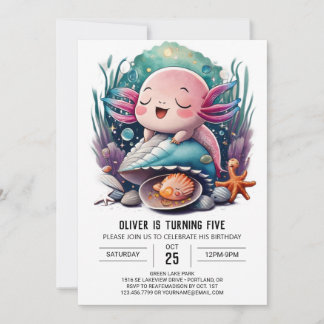 Niedliche Einladung von Axolotl zum Geburtstag
