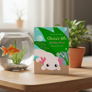 Niedliche Einladung von Axolotl zum Geburtstag