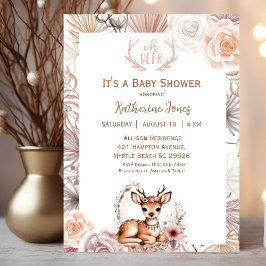 Niedliche Einladung von Boho Deer Baby Shower