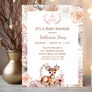 Niedliche Einladung von Boho Deer Baby Shower