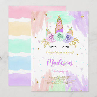 Niedliche Einladung von Unicorn zum Geburtstag