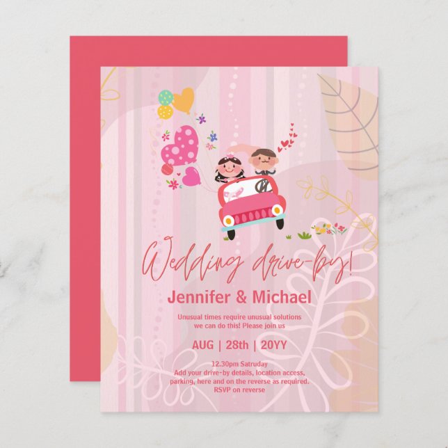 Niedliche Einladungen für Hochzeiten (Vorne/Hinten)