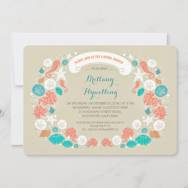 Niedliche Einladungen für lässige Strandbrücken (Vorderseite)