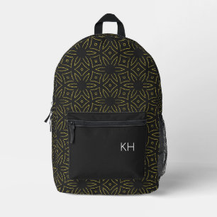 Niedliche Einmalige Schwarz-Gold-Mandala-Monogramm Bedruckter Rucksack