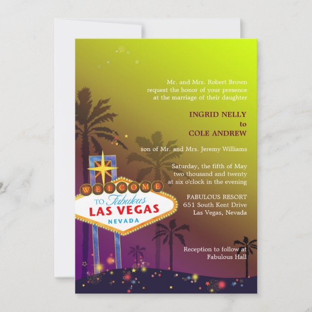 Niedliche Einzigartige Viva Las Vegas Hochzeit Einladung (Vorderseite)