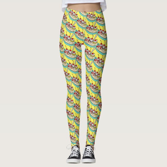 Niedliche Eiscreme Banana Split Leggings (Vorderseite)