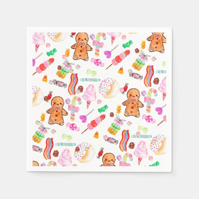 Niedliche Eiscreme Candy Donut Candyland Kindergeb Serviette (Vorderseite)