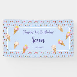 Niedliche Eiscreme Cone Blue Kinder Junge Geburtst Banner