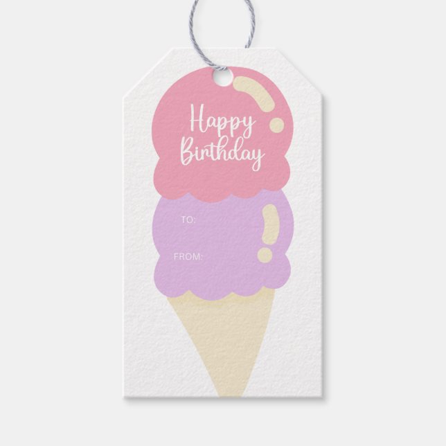 Niedliche Eiscreme Cone Happy Birthday Geschenkanhänger (Vorderseite)