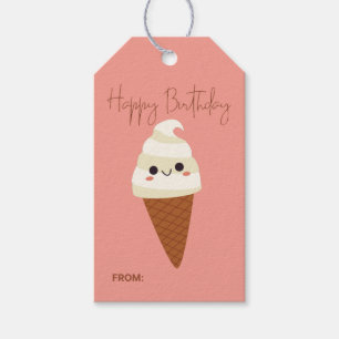 Niedliche Eiscreme Cone Minimaler Happy Geburtstag Geschenkanhänger