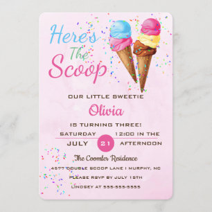Niedliche Eiscreme-Kindergeburtstag-Party Einladung