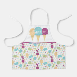 Niedliche Eiscreme-Kone-Schmelzen Rosa Sprinkles M Schürze