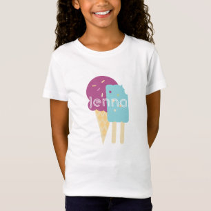 Niedliche Eiscreme Lila Blue Birthday Party T-Shirt