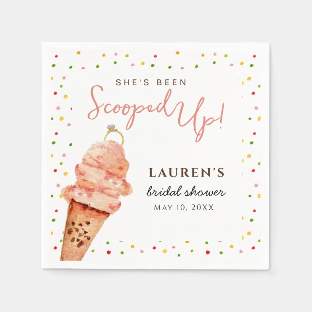Niedliche Eiscreme mit Sprinklen-Brautparty Serviette (Vorderseite)