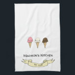 Niedliche Eiscreme Persönliche Küche Geschirrtuch<br><div class="desc">Ice Cream Customizable Whimsical Design . Dies ist eine Vorlage und bereit für Sie,  Ihre Firmendaten zu ergänzen. Wenn Sie die Hintergrundfarbe oder den Stil und die Schriftart ändern möchten,  klicken Sie auf den Knopf Weitere Einstellungen am Ende der Vorlage .</div>