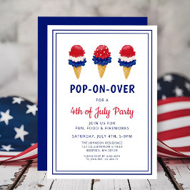 Niedliche Eiscreme, rot, weiß und blau 4. Juli Einladung