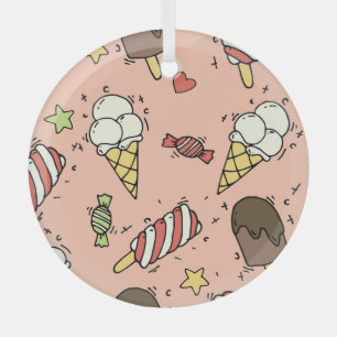 Niedliche Eiscreme und Lollipops: Nahtlos Ornament Aus Glas