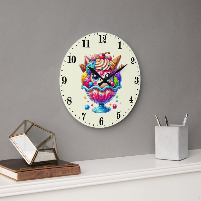 Niedliche Eisfreunde Große Wanduhr (Büro)