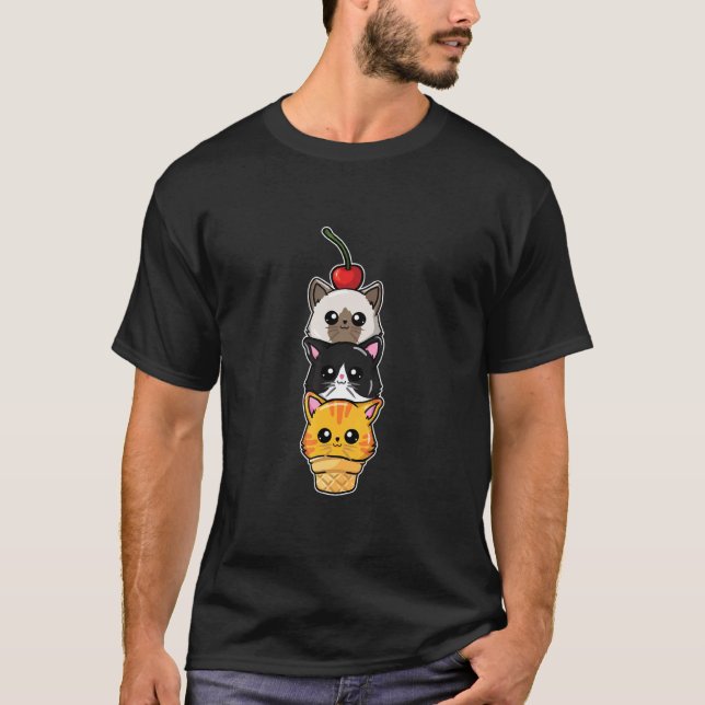 Niedliche Eisportion Katzen   Katze T-Shirt (Vorderseite)