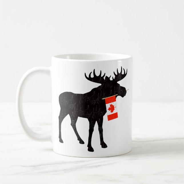 Niedliche Elche mit kanadischer Flagge  Kaffeetasse (Links)