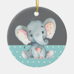 Niedliche Elefant Babydusche Aquamarin Aqua Türki Keramik Ornament