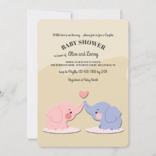 Niedliche Elefant Couple Babydusche Einladung