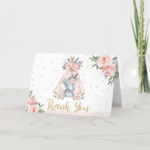 Niedliche Elefant eines Stammes Geburtstags Kinder Dankeskarte