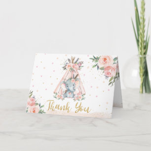 Niedliche Elefant eines Stammes Geburtstags Kinder Dankeskarte