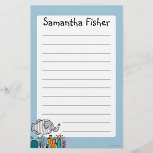Niedliche Elefant-Fisch-Szene mit Koralle Briefpapier