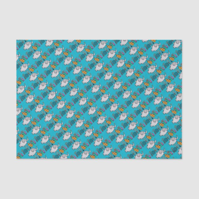 Niedliche Elefant-Fisch-Szene mit Koralle Seidenpapier (Vorderseite)