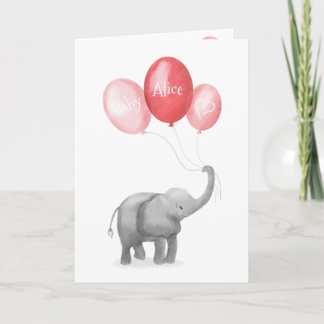Niedliche Elefant New Baby personalisiert card (pi Karte (Vorderseite)