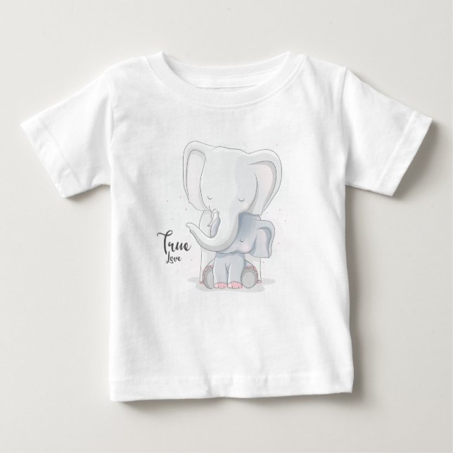 Niedliche Elefant-Paare Baby T-shirt (Vorderseite)