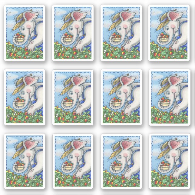 NIEDLICHE ELEFANTE BILDSCHIRME IN BIB-OVERALLEN AUFKLEBER (Vorderseite)