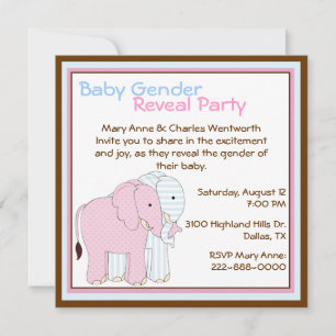 Niedliche Elefanten Baby Gender Reveal Party Einladung