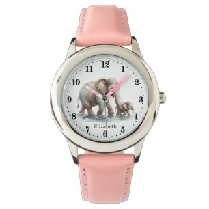Niedliche Elefanten geben Mädchen Namen Armbanduhr